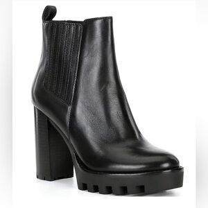 Antonio Melani Pascal Leather Gore Detailed Lug Sole Platform Booties